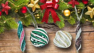 ДВЕ ПРОСТЫЕ НОВОГОДНИЕ ЕЛОЧНЫЕ ИГРУШКИ из полосок фоамирана своими руками DIY christmas ornaments