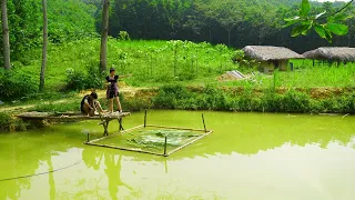 Make Bridge To Feed Fish On The Pond, Farm Building | Thanh Hien's Building Life, Ep9
