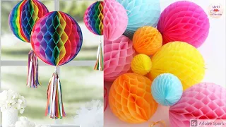 DIY Tissue Paper Honeycomb Ball|Festival Decoration Ideas|DIY Paper Ball|Diwali Decoration Ideas