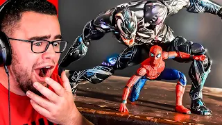 SPIDERMAN And VENOM Stop Motion Fight! (Reaction)