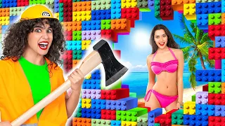 100 KATMAN LEGODAN KAÇIŞ! 123 GO! CHALLENGE 24 Saatliğine POP IT ve LEGO KOLİLERİNDE HAPSOLMAK