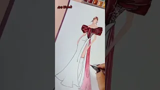 Fashion Illustration||🎨 EASY Watercolor Painting For Beginners Cute Girl 🤩#art#shorts##short#asmr#yt