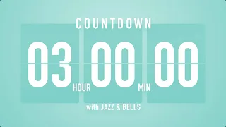 3 Hours Countdown Timer Flip clock ♫ / +Jazz ☕️ + Bells 🔔