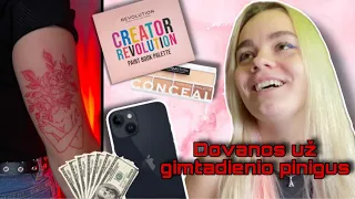 VLOGAS #15🎁-dovanos už gimtadienio pinigus💸/ nauja tatto…✨