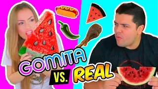 GOMITA GIGANTE vs COMIDA REAL 🍉🍭 ¡EXTREMO! | GIANT GUMMY vs REAL | Katie Angel