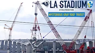 Rams Chargers LA Stadium up close Roof Truss Crane Install