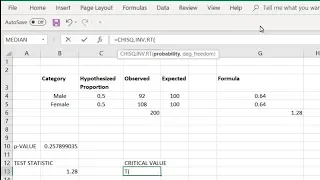 How to Calculate Chi Square Using Excel =CHISQ.TEST and =CHISQ.INV.RT