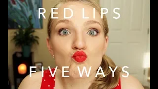 RED LIPS 5 WAYS | Beginner Makeup Tutorial