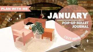 [PLAN WITH ME] Cozy Home Theme POP-UP Bullet Journal | January 2021 | POP-UP CARD TUTORIAL