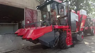 Self-propelled corn harvester machine.