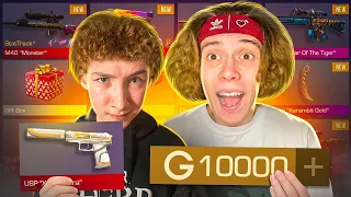 ЧТО КУПИТ МОЙ БРАТИШКА на 10000 ГОЛДЫ, если ЕМУ ВСЕ РАЗРЕШАТЬ!?? STANDOFF 2! ПРОКАЧКА В СТАНДОФФ 2!