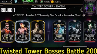Twisted Non Fatal Tower Bosses Battle 200 Fight + Reward | MK Mobile