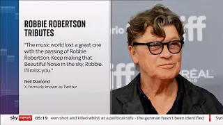 Robbie Robertson passes away (1943 - 2023) (Canada) - Sky News - 10th Aug 2023 (2)