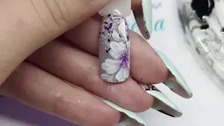 Brushstroke flower / Simple and fast nail design / Manicure ideas / Shulunova Daria