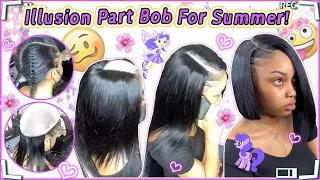 How To Illusion Part Quick Weave? Side Part Bob Hair Install | #Viral Ft.#ULAHAIR Review