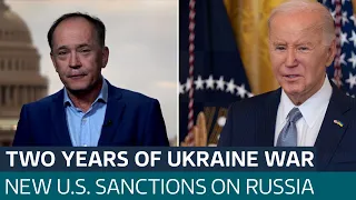 US hits Russia with more than 500 sanctions as Ukraine war reaches two-year mark | ITV News