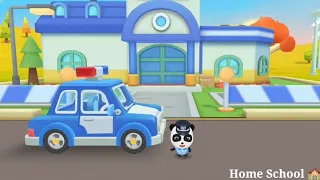 Brave Policeman Patrols the Street | Baby Panda Police Office |@homeschool1.0