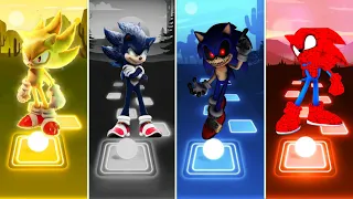 Super Sonic 🆚 Dark Blue Sonic 🆚 Sonic exe 🆚 Spiderman Sonic | Sonic EDM Rush Tiles Hop