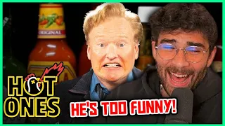 Conan O'Brien is HILARIOUS On Hot Ones | Hasanabi Reacts