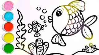 Mommy & Baby Fish Drawing, Coloring & Painting for Kids & Toddlers 🐠👶 Let's Draw & Paint Together!