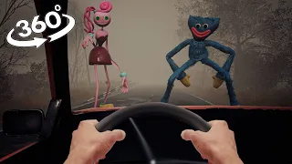 VR 360° Mommy Long Legs and Huggy Wuggy caught you on the road!