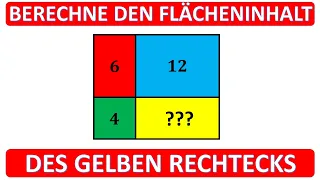 Berechne den Flächeninhalt des gelben Rechtecks | Flächeninhalt Rechteck | Mathe Alex