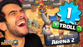 NÍVEL 1 MAIS GEMADO TROLLANDO NA ARENA 2 SÓ COM LENDÁRIAS em 2021!! CLASH ROYALE