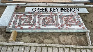 Elegant Greek Key Design: Transform Your Porcelain Driveway #greekkey #driveway