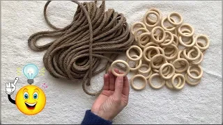 Amazing idea with straw rope and mini wooden rings | Do it yourself
