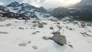 Drone Footage Of A Mountain Landscape With Snow