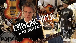 Epiphone Viola Modifications. Bass Setup, Alterations and Tone. Beatle Bass. Violin Bass.