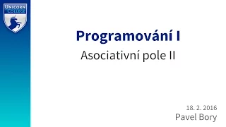 Asociativní pole II - Programování 1