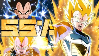 TEQ DFE TRANSFORMING SSJ VEGETA FULL OVERVIEW AND SHOWCASE AT 55% LVL 1 LINKS! (DBZ: Dokkan Battle)