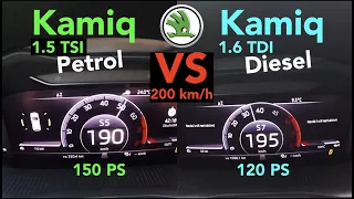 Acceleration Battle | Skoda Kamiq 1.5 TSI vs Skoda Kamiq 1.6 TDI | 150 vs 120 PS | Petrol vs Diesel