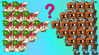 PvZ 2 Challenge - Who Can Defeat Team Brickhead Zombie With 1 Plant Food?