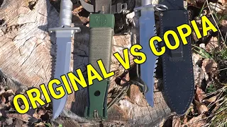 Pruebo CUCHILLO DE SUPERVIVENCIA AITOR JUNGLE KING 1 | bushcraft | comparativa original vs clon