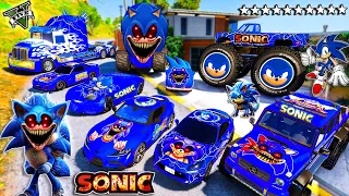 GTA 5 - Stealing HORROR SONIC.EXE CARS with Franklin! (Real Life Cars #268)