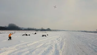 Snowboarder towed by Aerones drone - Droneboarding