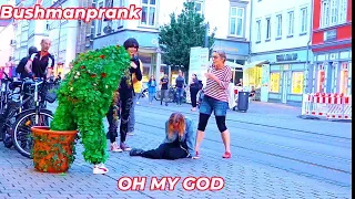 Bushman Prank 2023!! She Scared Badly and Fell down.