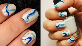 Abstract Swirls On Regular Nail Polish || Trendy Swirl Nail Design Idea