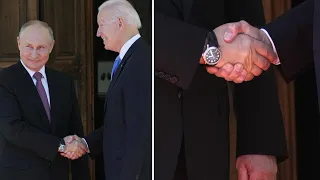Body language expert breaks down the Putin-Biden handshake