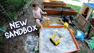 His New Sandbox + The Big Dig! | Kids and tools | Fun Family projects