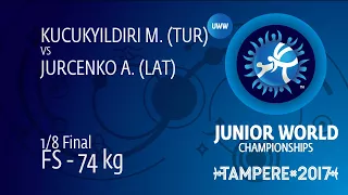 1/8 FS - 74 kg: M. KUCUKYILDIRI (TUR) df. A. JURCENKO (LAT) by VPO1, 11-4