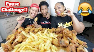 FRIED CHICKEN (PAUSE CHALLENGE) MUKBANG WITH OUR SON!!