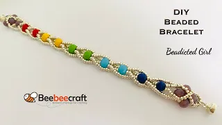 Interlaced Beaded Bracelet || Beebeecraft Tutorial || How to make Beaded Bracelets