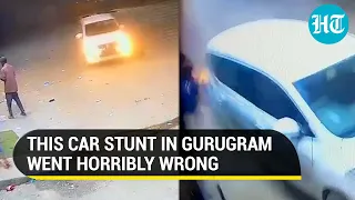 Gurugram car stunt goes horribly wrong; 50-year-old smashed to death by drunk driver | Watch