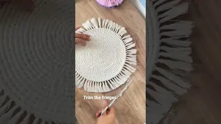 Trimming large placemat #macrame #handmade #diy #macrametutorial #trendingshorts #homedecor #dining