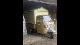 First camping trip with the DIY three-wheeled motorcycle/pickup truck camper. Piaggio Ape, MPV600