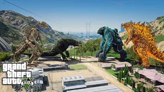 Nuclear Godzilla, Leatherback vs Skeleton Godzilla, SkullCrawler ( GTA V Mods )