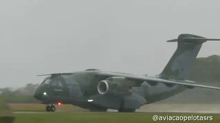 KC-390 2857 FAB decolando com chuva em @aviacaopelotas-rs